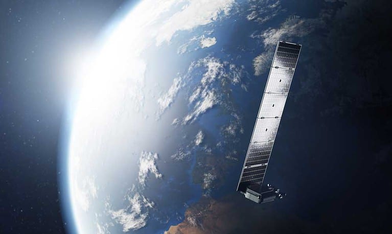 Starlink satellite in space near the Earth