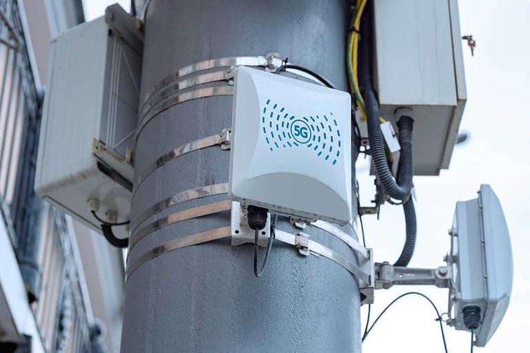 A 5G repeater on a pole