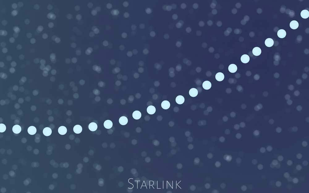 A view of Starlink satellites at night
