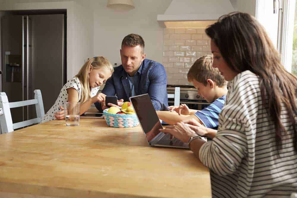 A family uses the internet on multiple devices 