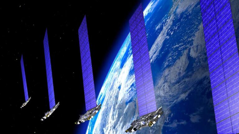 Starlink satellite trains around the Earth