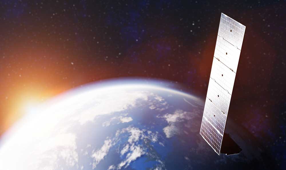 Space-based Starlink internet satellite.