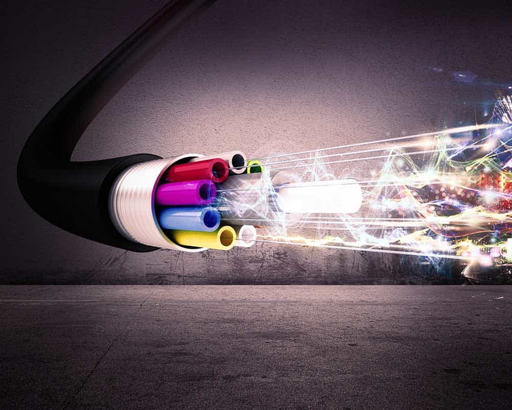 Image of fiber optic cable with lights