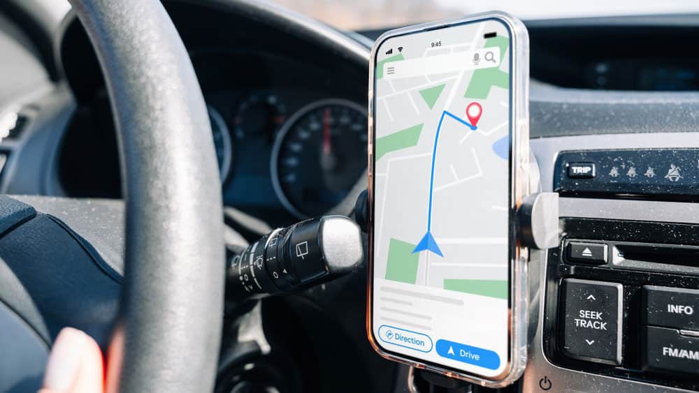 Phone GPS app attached to a car