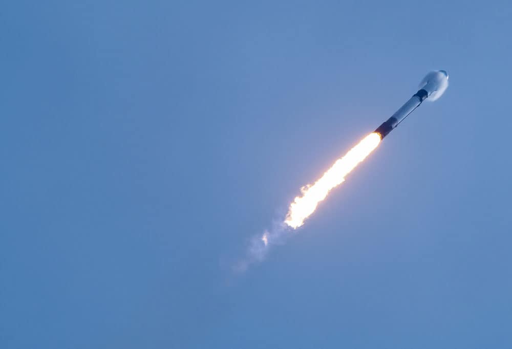 Starlink Rocket Shooting Into Space  