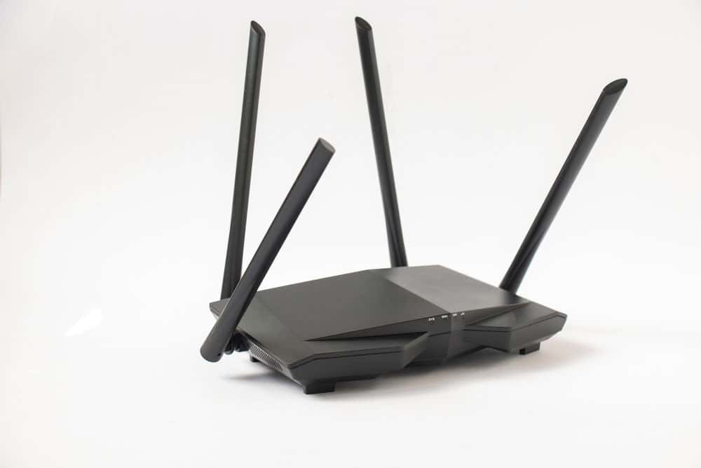 A black modern WiFi router for 5G